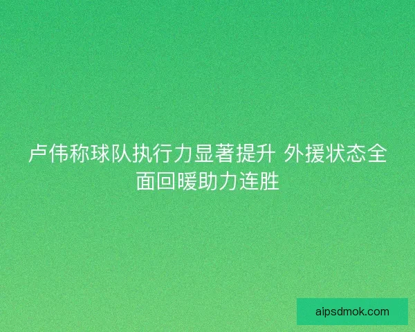 卢伟称球队执行力显著提升 外援状态全面回暖助力连胜