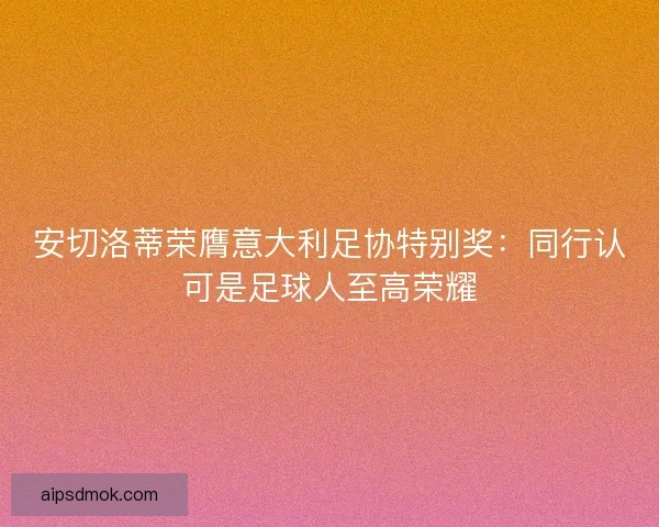 安切洛蒂荣膺意大利足协特别奖：同行认可是足球人至高荣耀